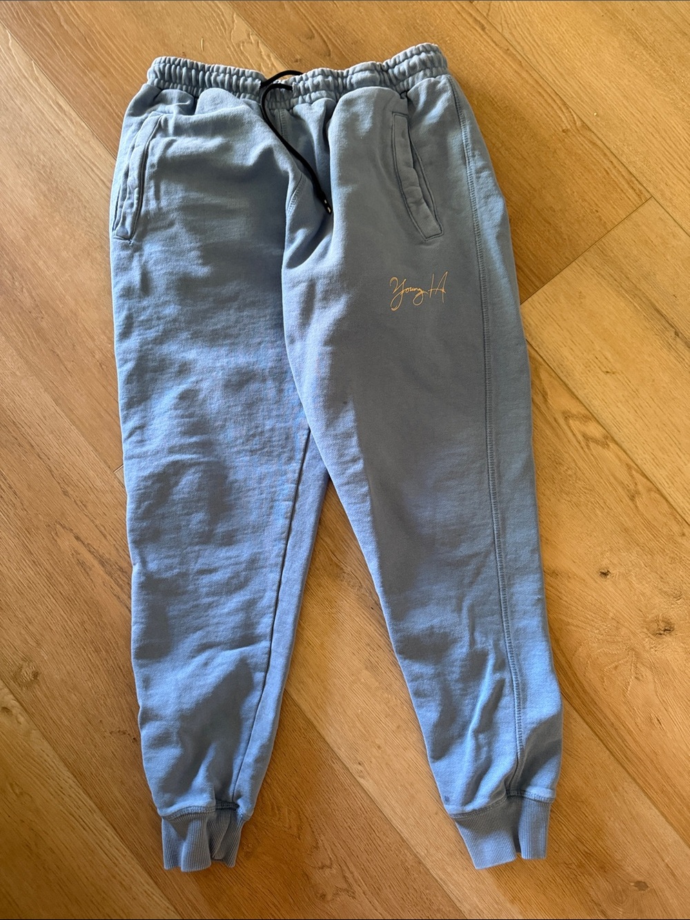 YoungLA Dusty Blue Jogger Sweatpants with Script Logo